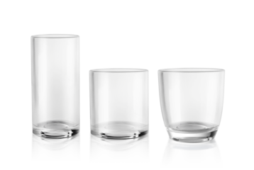 Empty water glass on white background. transparent background