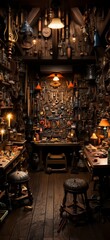A Craftsman's Haven: Tools Galore in a Home Workshop - obrazy, fototapety, plakaty