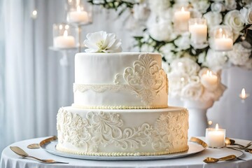Obraz na płótnie Canvas wedding cake white colour
