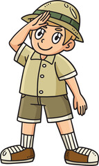 Child Saluting Cartoon Colored Clipart