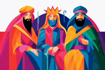 Fototapeta premium Illustration of the three kings or wise men from the Christmas Nativity