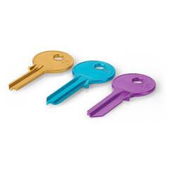 brand new colorful keys to make copies with transparent background and shadow