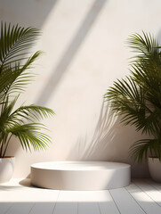 3d rendering minimalist white product booth, podium, stage, product commercial photography background, PPT background product cosmetics display