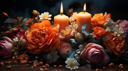 Photo sur Plexiglas Spa Burning candles and flowers.