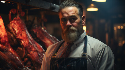 Butcher with a meat.