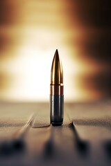 Bullet on bokeh background. War and military concept. Ai Generative - obrazy, fototapety, plakaty