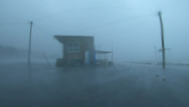 Torrential Rain Lashes Port Building In Hurricane Force Winds
