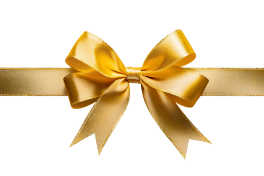 Gold yellow ribbon isolated on transparent or white background