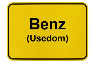 Illustration eines Ortsschildes der Gemeinde Benz in Mecklenburg-Vorpommern