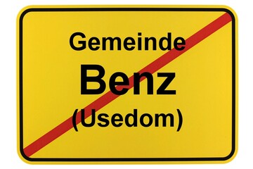 Illustration eines Ortsschildes der Gemeinde Benz in Mecklenburg-Vorpommern