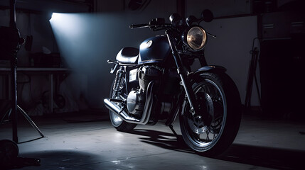 Classic motorcycle on blur background - obrazy, fototapety, plakaty