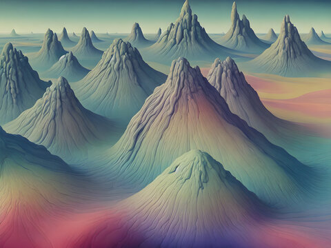 Hyperrealistic landscape on alien planet
