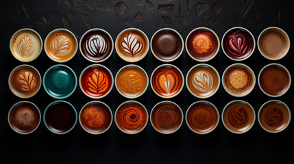 Top view set of coffee cups.