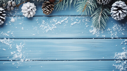 Winter christmas blue background