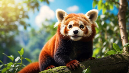 Obraz premium A red panda in its natural habitat.
