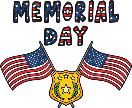 Memorial Day Cartoon Colored Clipart Illustration