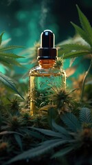 Fototapeta premium Cannabis medicine is&nbsp;both organic and biomedical. Generative Ai.
