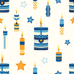Elegant Hanukkah vector pattern Radiant candles illuminate the design with a touch of tradition, capturing the spirit of the Festival of Lights.