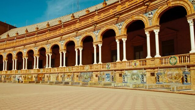 The stunning Plaza de Espana, Seville, Andalusia, Spain, built for the Ibero-American Exposition of 1929, designed by Anibal Gonzalez