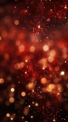 Obraz na płótnie Canvas Fireworks and bokeh in gold and dark red. Generative Ai.