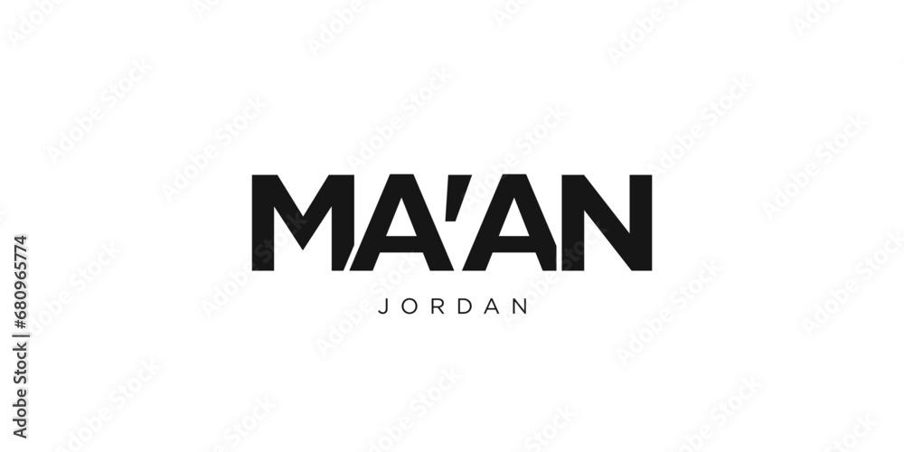 Wall mural ma an in the jordan emblem. the design features a geometric style, vector illustration with bold typ