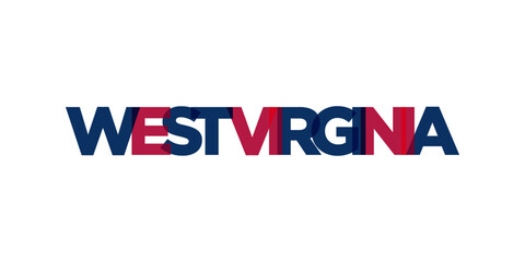 West Virginia, USA typography slogan design. America logo with graphic city lettering for print and web.