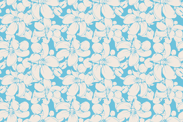 Floral pattern seamless vector background. Foliage and flower wallpaper design of nature.