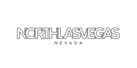 North Las Vegas, Nevada, USA typography slogan design. America logo with graphic city lettering for print and web.