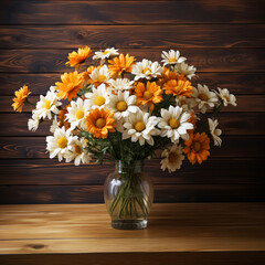Beautiful daisy flowers in glass vase