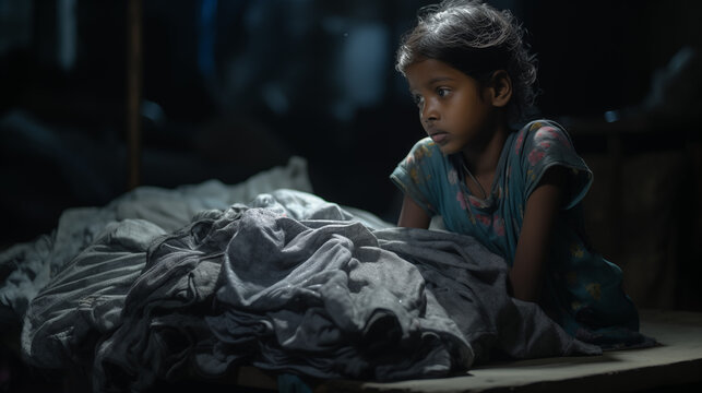 Young Girl Working In A Textile Factory In Bangladesh