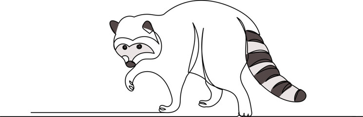 raccoon line drawing on white background vector