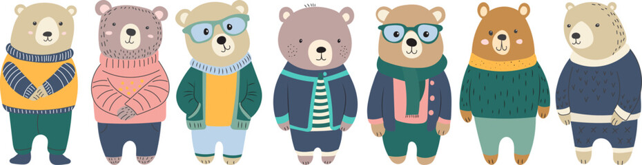 bears character on white background vector