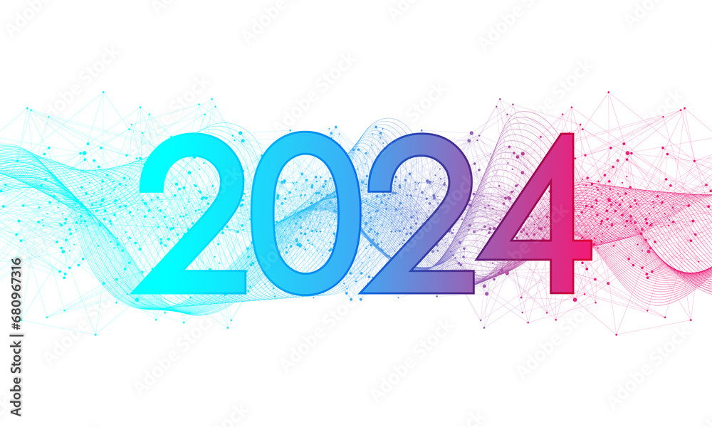 Poster christmas poster template 2024 illustration of new digits electronic technology. new year, merry chr