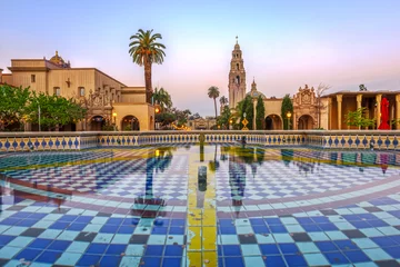 Fototapeten San Diego, California, USA Plaza and Fountain © SeanPavonePhoto