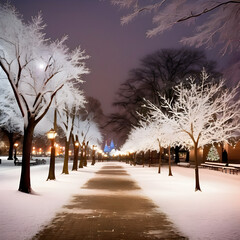 Snowy parks at Christmas