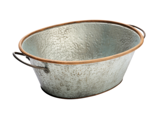 Zinc coated washbowl isolated on transparent or white background, png