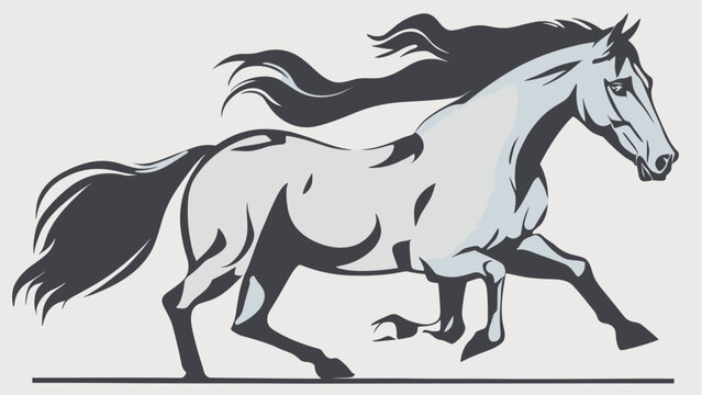 2D  sketch of horse cartoon character with bold line on the white background