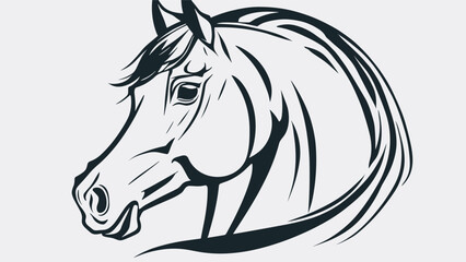 2D  sketch of horse cartoon character with bold line on the white background