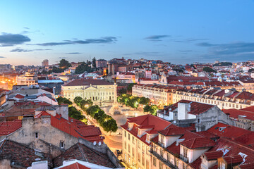 Fototapeta na wymiar Lisbon, Portugal skyline Over Rossio Square