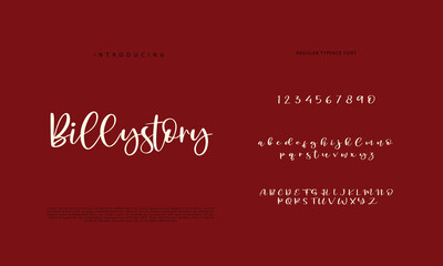 Handwritten Script font. Hand drawn brush style modern calligraphy cursive typeface. Hand Lettering and Custom Typography alphabet for Designs: Logo, Greeting Cards, Poster. Vector Brush type set.
