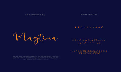 Handwritten Script font. Hand drawn brush style modern calligraphy cursive typeface. Hand Lettering and Custom Typography alphabet for Designs: Logo, Greeting Cards, Poster. Vector Brush type set.
