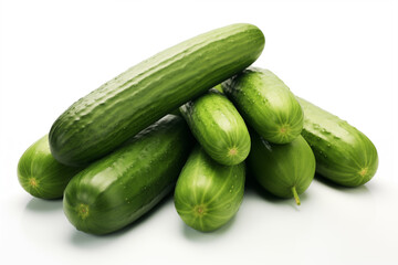   Fresh cucumbers on white background.