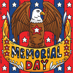 Memorial Day Colored Cartoon Illustration