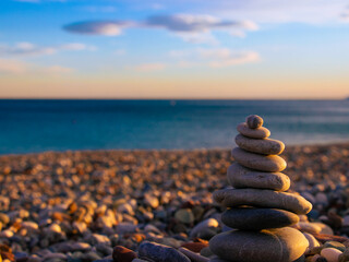 stack of stones on beach