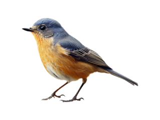 Blue-fronted Redstart bird isolated on transparent or white background, png