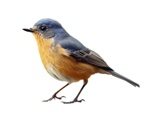 Tuinposter Blue-fronted Redstart bird isolated on transparent or white background, png © Medard