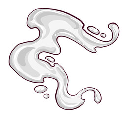 milk splashes and drops, sketch of flowing elements for your design, on a transparent background. highlight individual PNG objects.