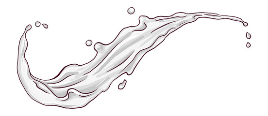 milk splashes and drops, sketch of flowing elements for your design, on a transparent background. highlight individual PNG objects. - obrazy, fototapety, plakaty