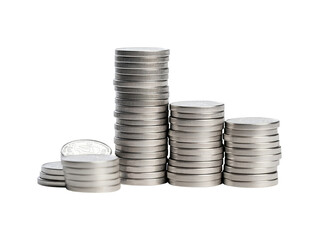 Coin stack isolated on transparent or white background, png