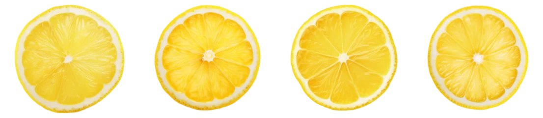 Foto op Plexiglas Collection set of lemon slices isolated on transparent or white background, png © Medard